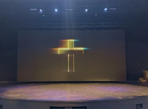 Large Auditorium/Event Hall with Tiered Theatre Seating Auditorium/Event Hall Design Desk and Decor 