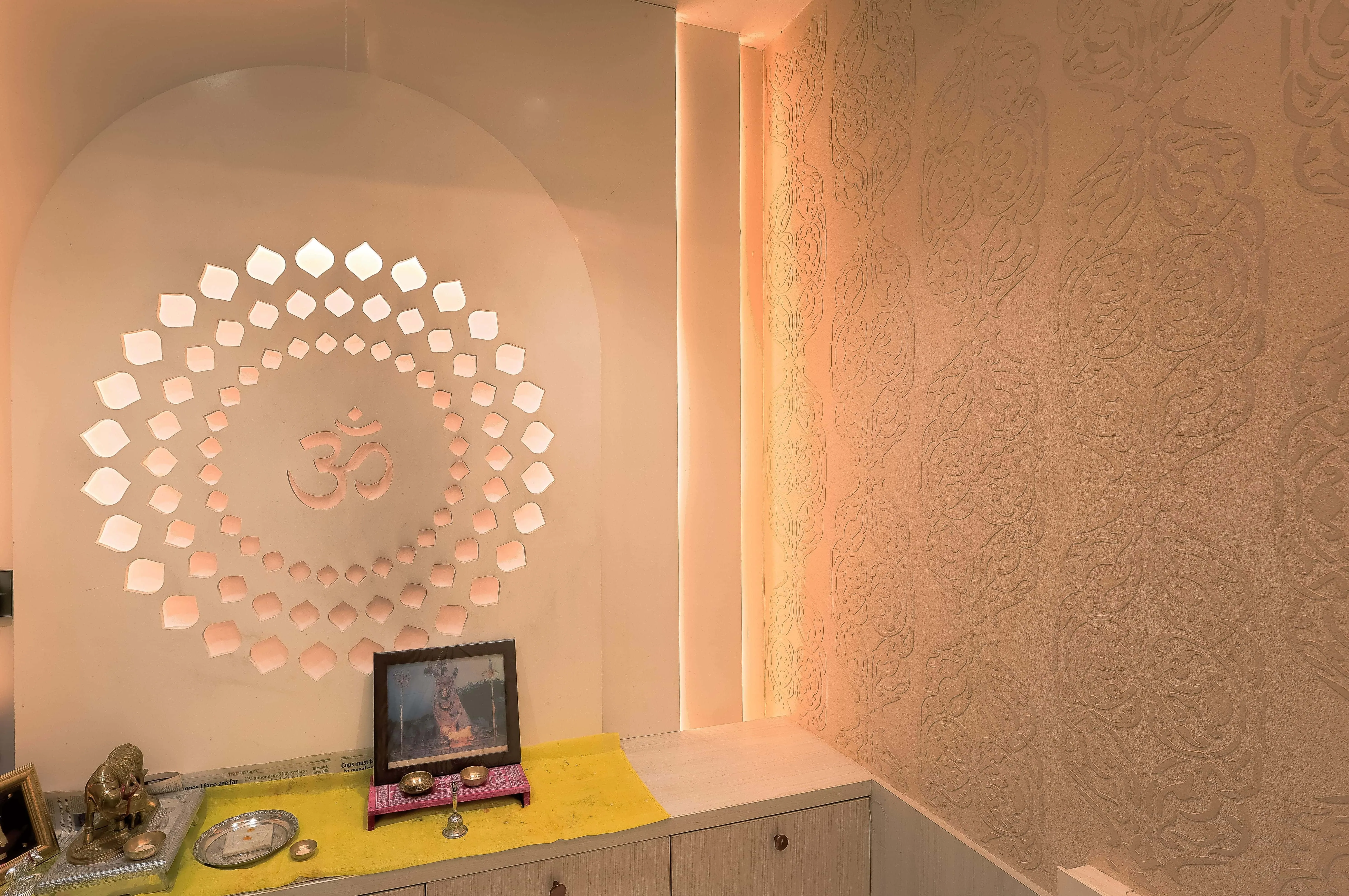 Divine Harmony - Mr. Ronak Residancy  Baashyaam Dedicated Pooja Room Desk and Decor 