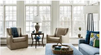 Bright Traditional Living Room with Large Windows & Neutral Seating Traditional Indian Living Room Desk and Decor 