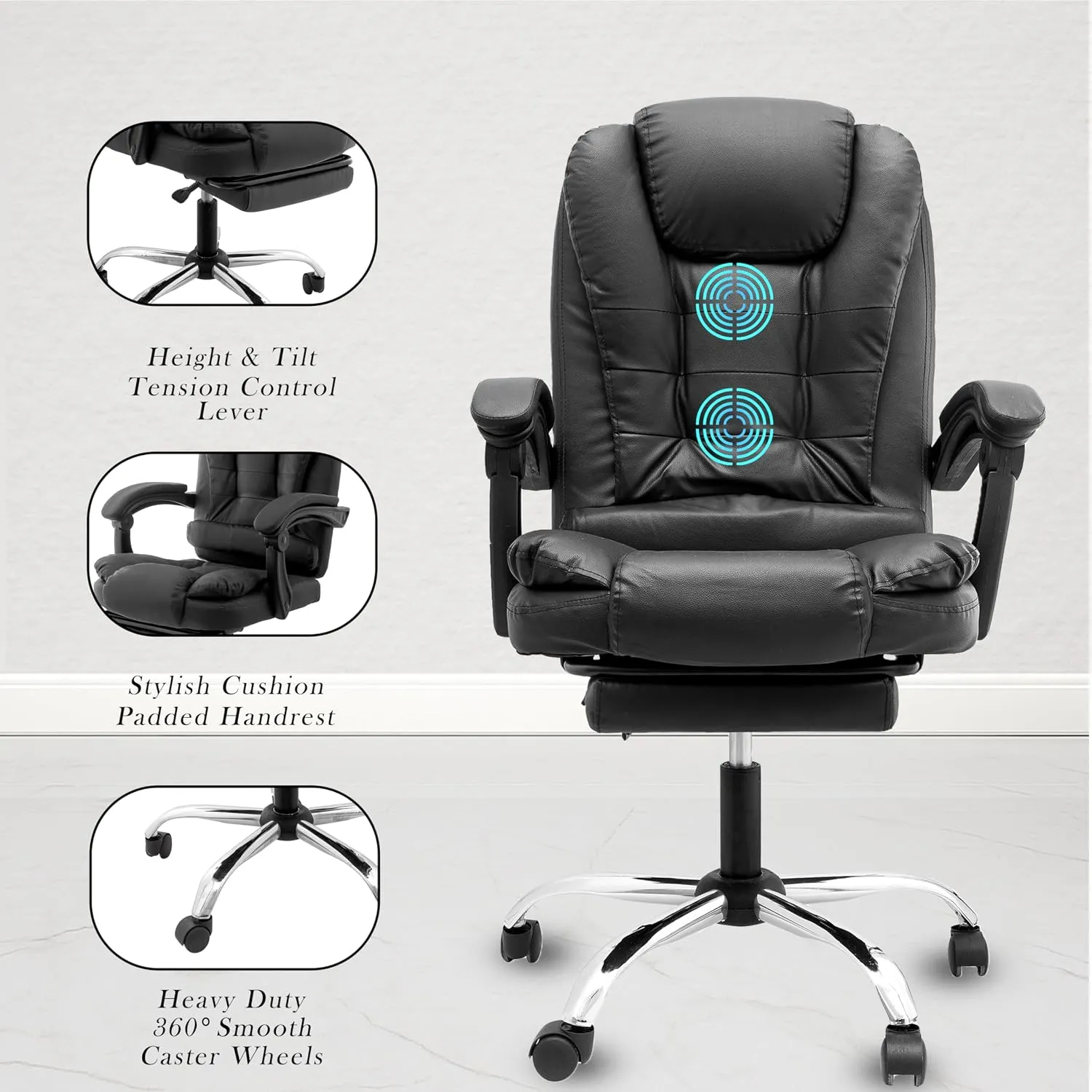 Italia Premium Leatherette Office Chair for Work Executive Chairs Desk and Decor 