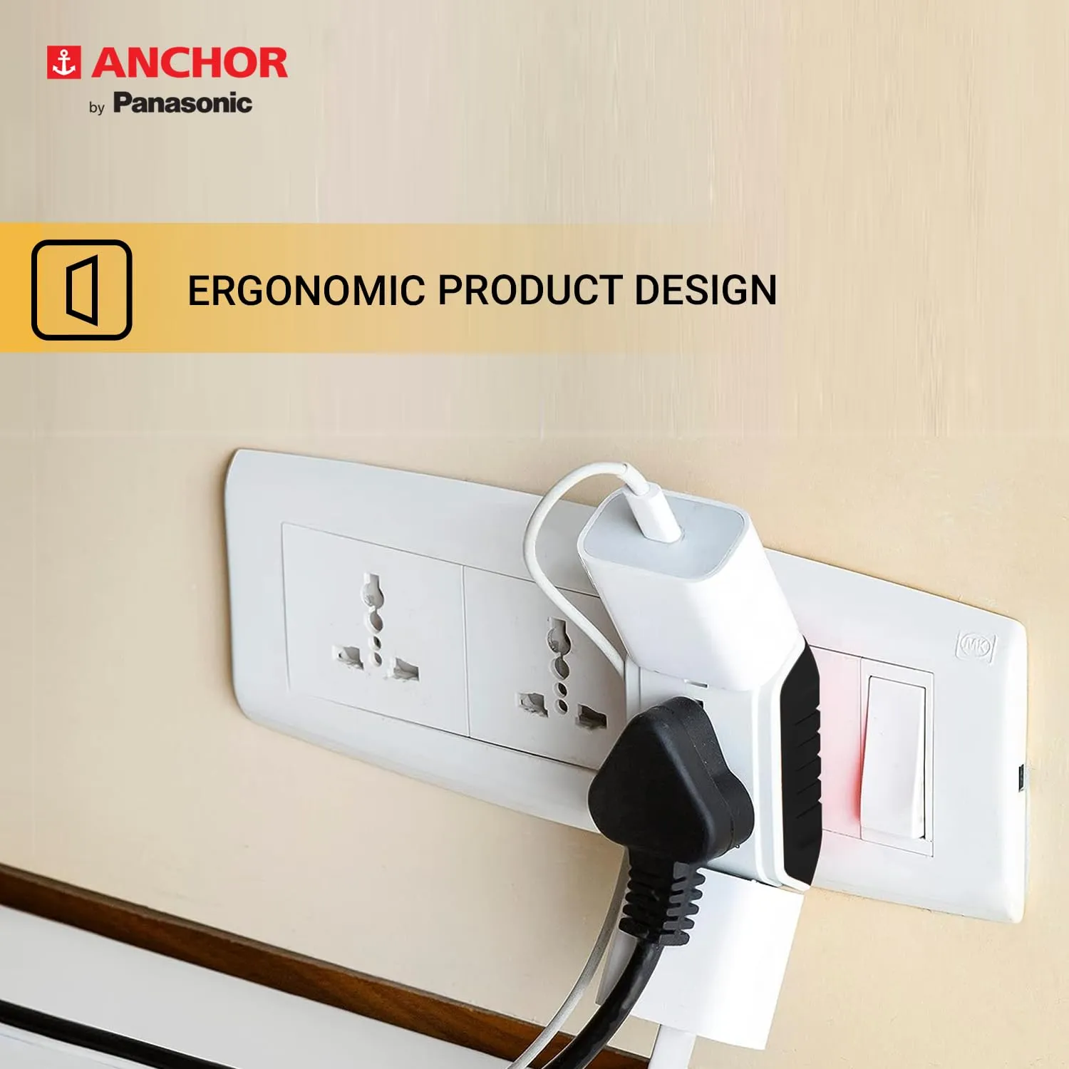Panasonic 6A 3 Pin Multiplug Travel Adapter with Universal Socket Switches & Socket Desk and Decor 