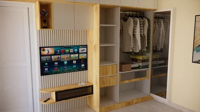 Wardrobe with Study Desk & Modular Internal Storage Modular Wardrobe Desk and Decor 