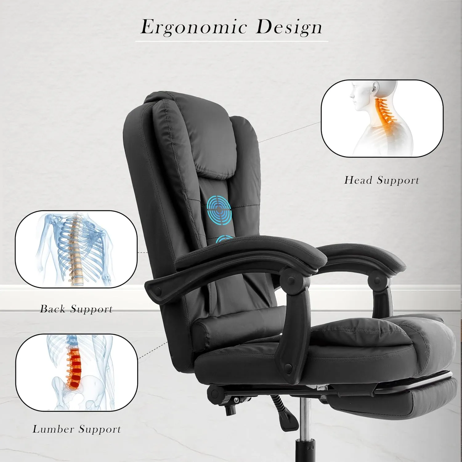 Italia Premium Leatherette Office Chair for Work Executive Chairs Desk and Decor 