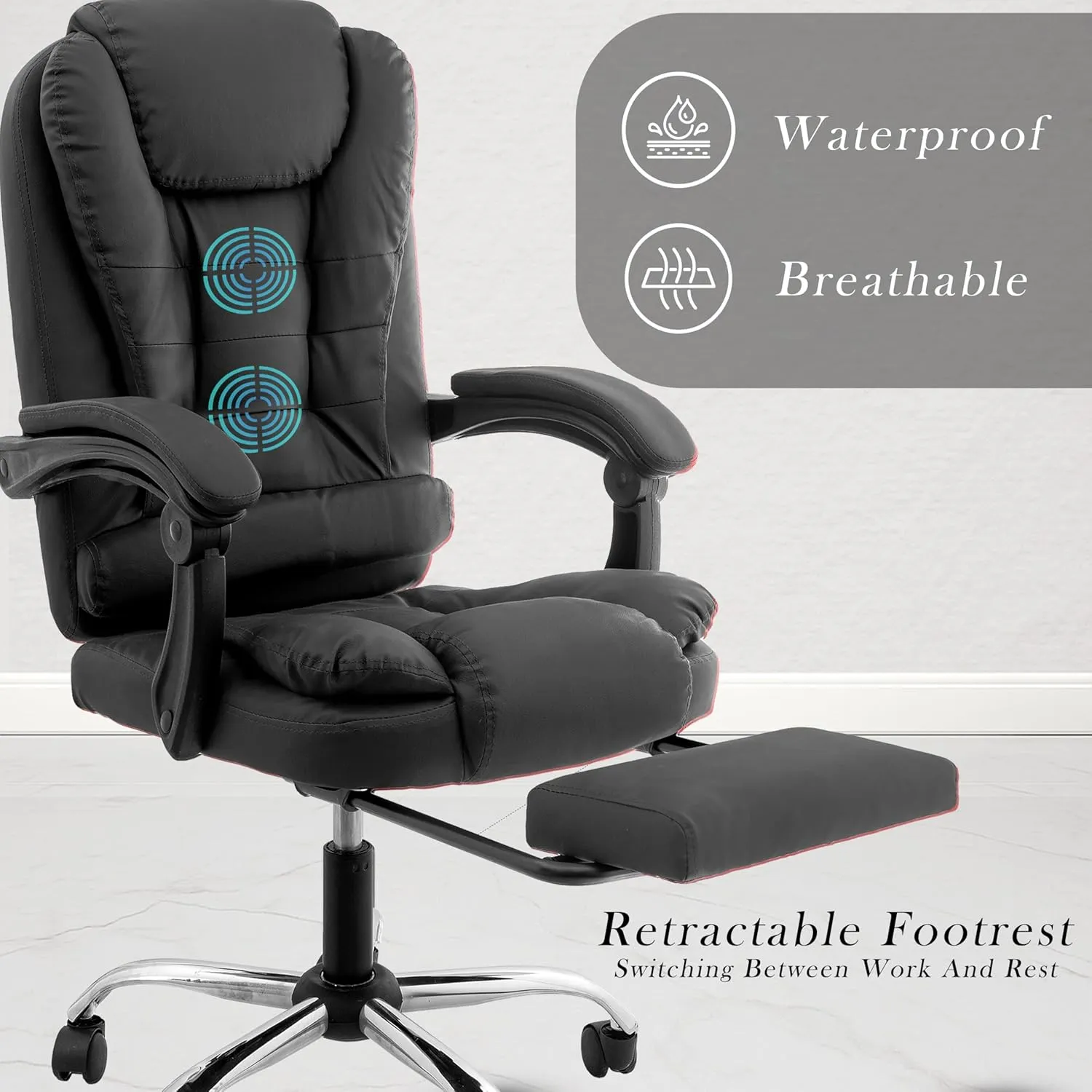 Italia Premium Leatherette Office Chair for Work Executive Chairs Desk and Decor 
