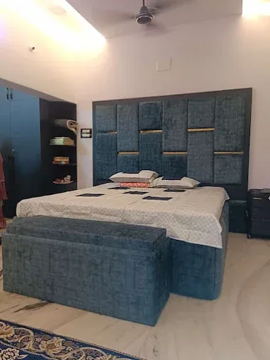 Modern Upholstered Bed with Feature Headboard