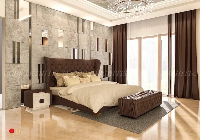 Luxury Master Bedroom with Mirror Feature Wall
