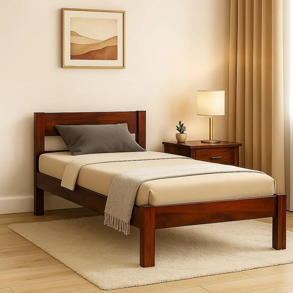 Solid Sheesham Wood Single Bed | Bed for Bedroom,