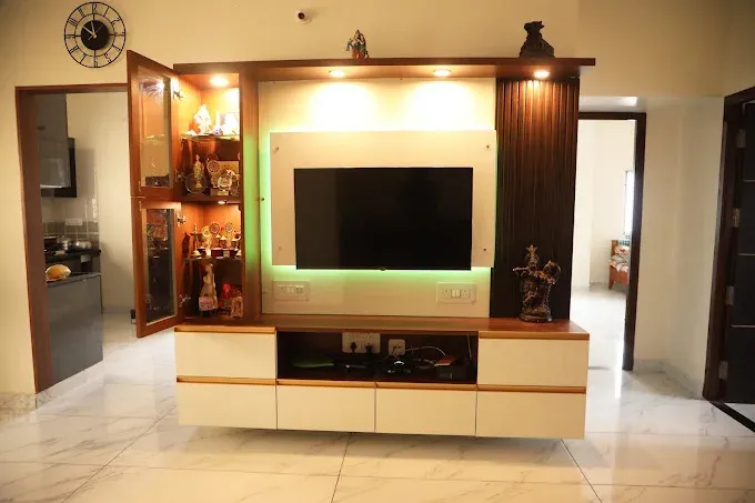Modern Wooden TV Unit with Display Cabinet