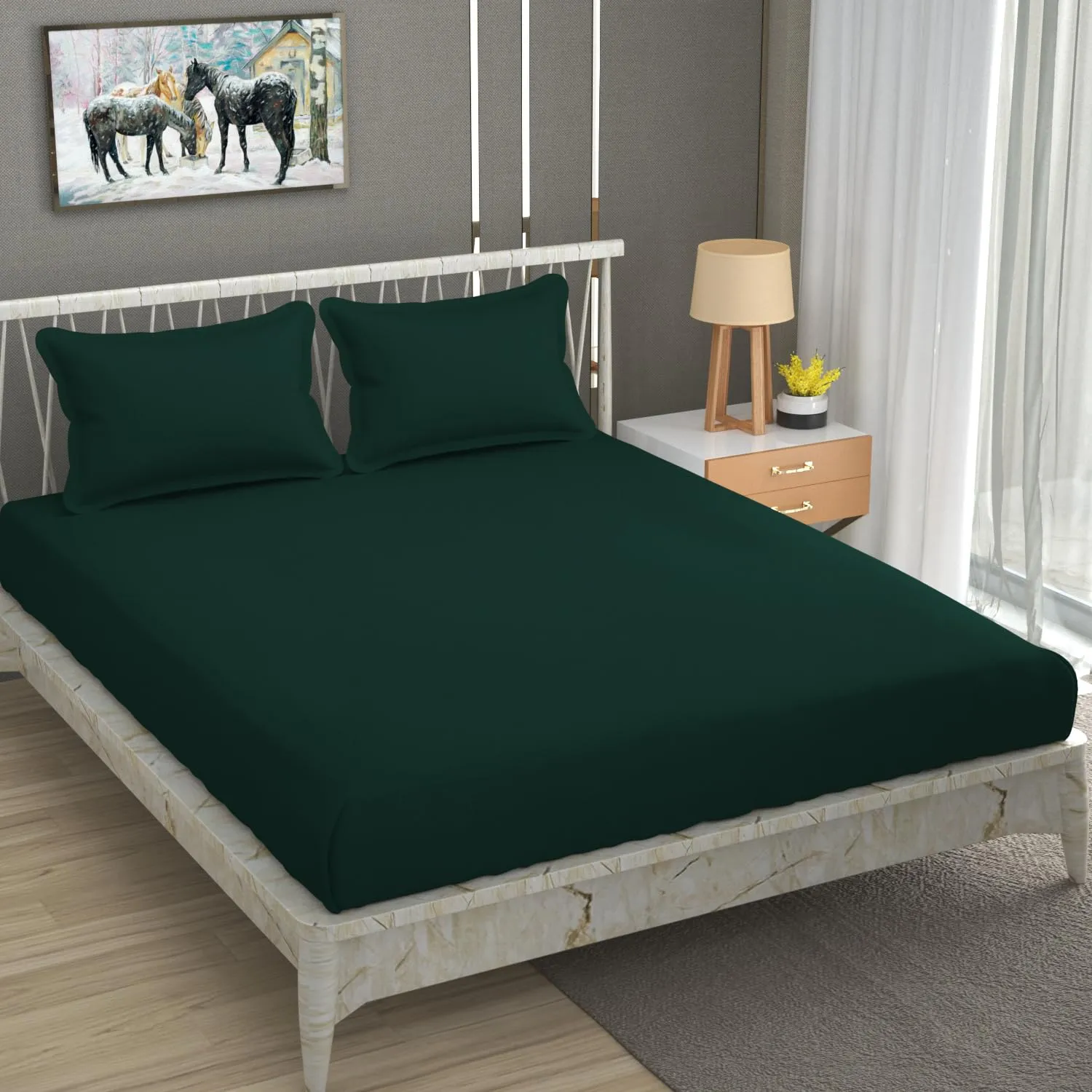 NEW LEAF Pure Cotton Premium Pure Solid Bedsheets