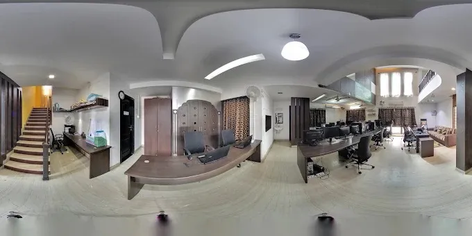 Multi-Zone Office Interior with Reception, Cabin & Workstation Area (360° View)