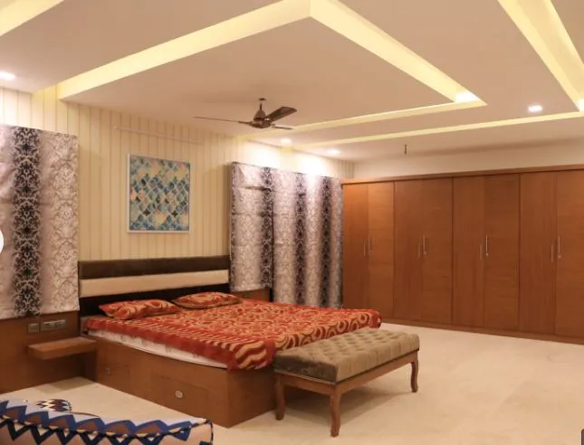 Master Bedroom with Wardrobe & Geometric Ceiling