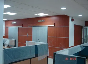 Office Cubicle Area with Storage Cabinet Wall with Modern Office Designs Desk and Decor