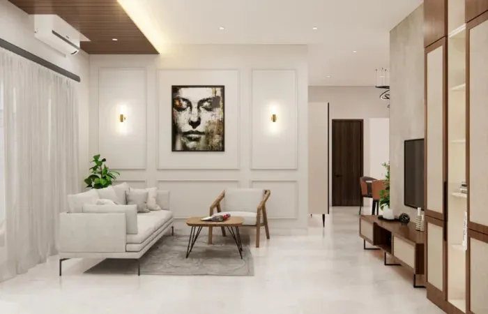 Living Room with Gallery Wall & Foyer Passage