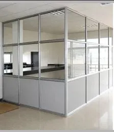 Aluminium Glass Partition for Office Spaces with Cabin-Based Office Layout at Deskanddecor