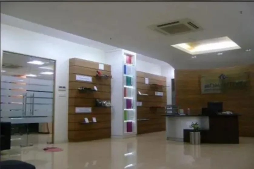 Reception with Product Display Wall