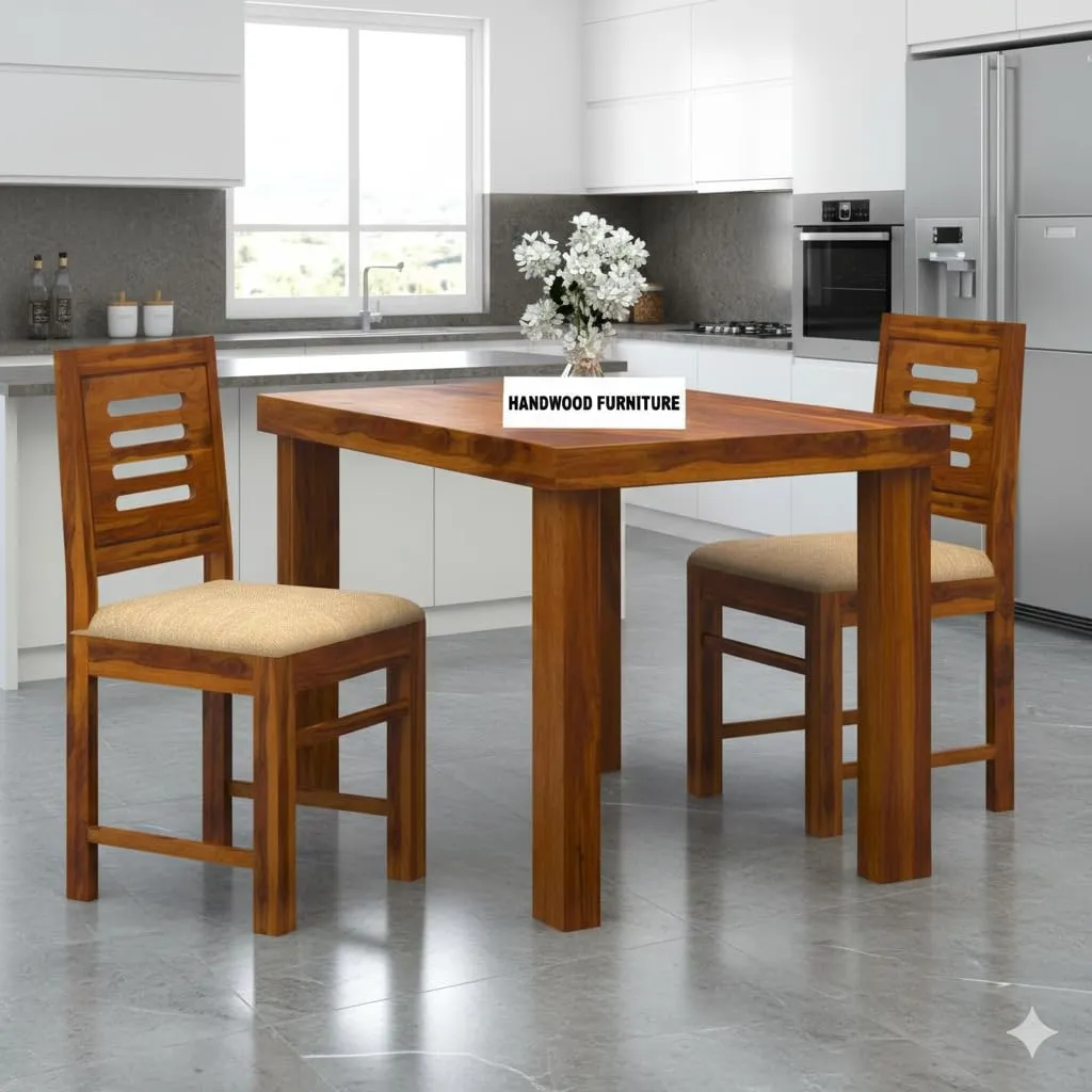 Premium Sheesham Wood Dining Table(45x30) with 2 Chairs