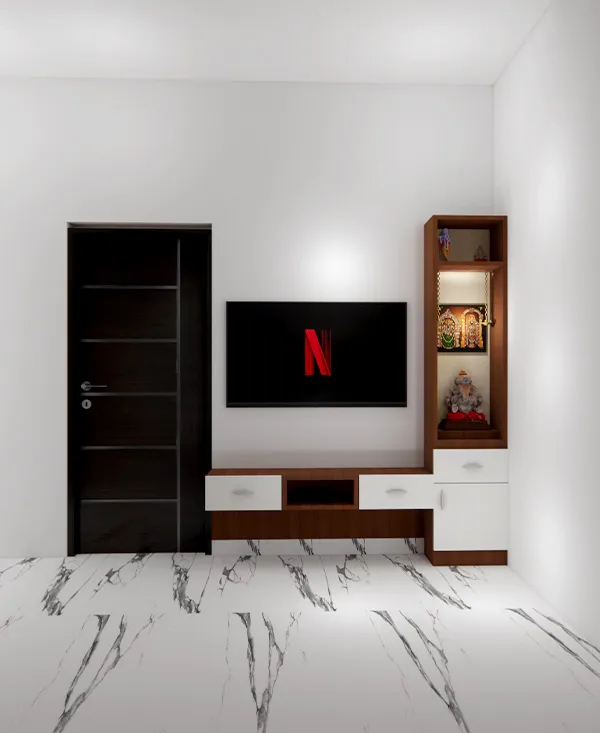 TV Unit with Integrated Pooja/Display Niche