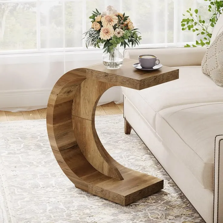 ArcCurve Wooden C-Shaped Side Table