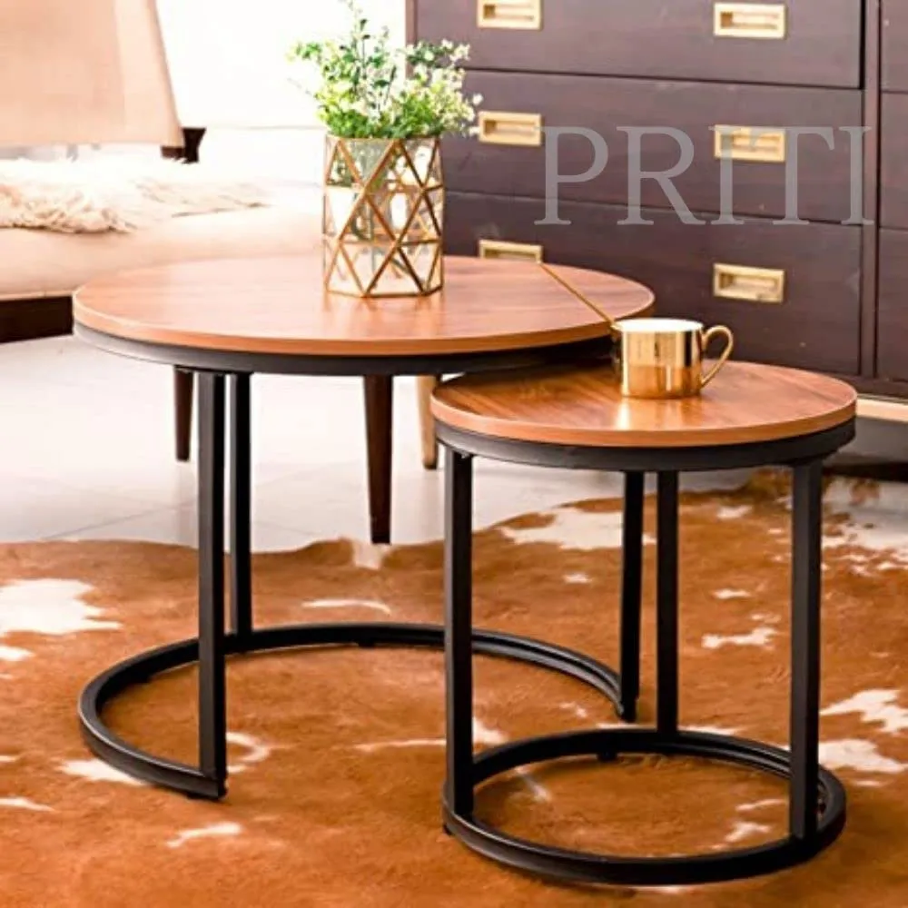 Coffee Table Set Nesting Side Tables with Chipboard Tops