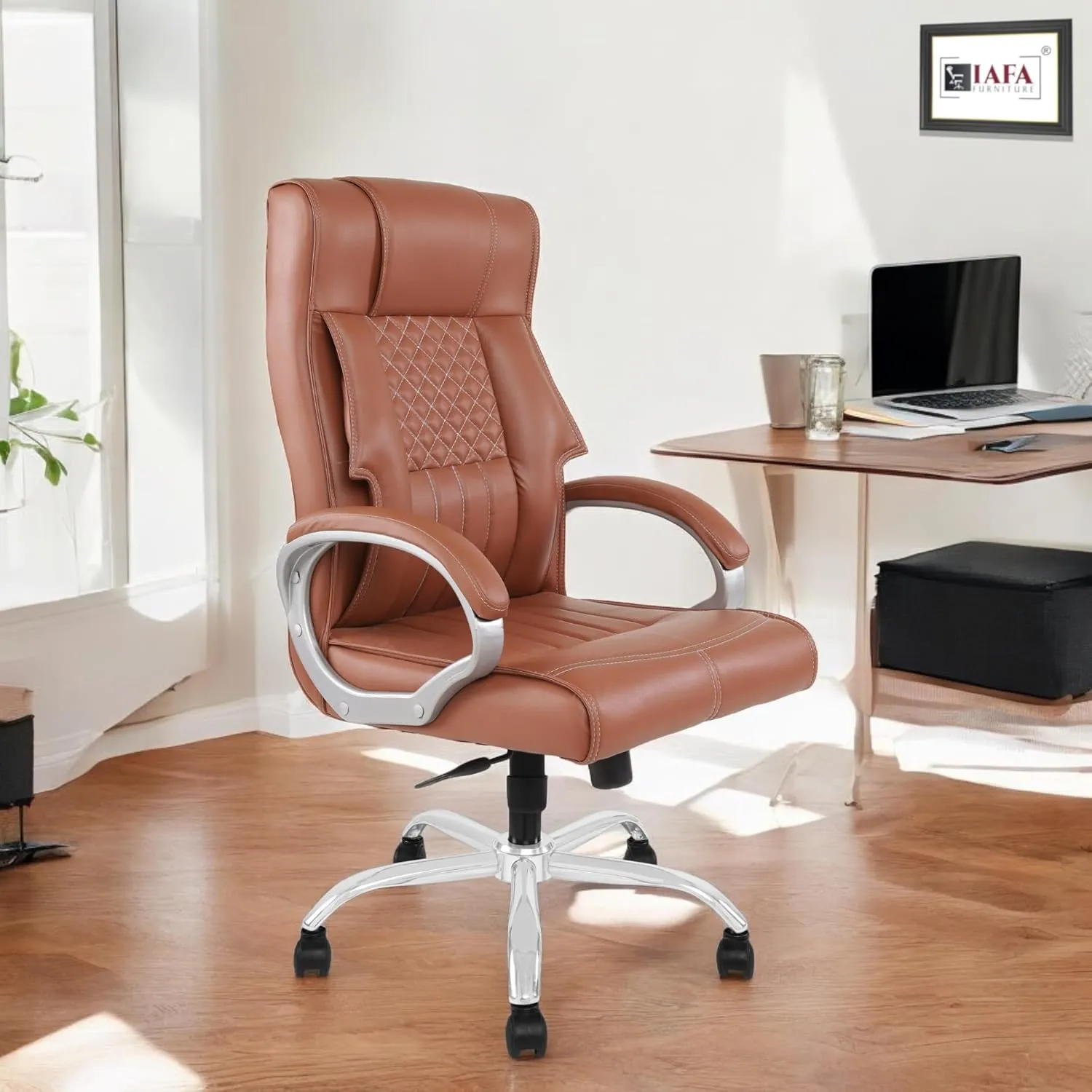 Imperium Leatherette Ergonomic Boss Chair with Executive Chairs Desk and Decor
