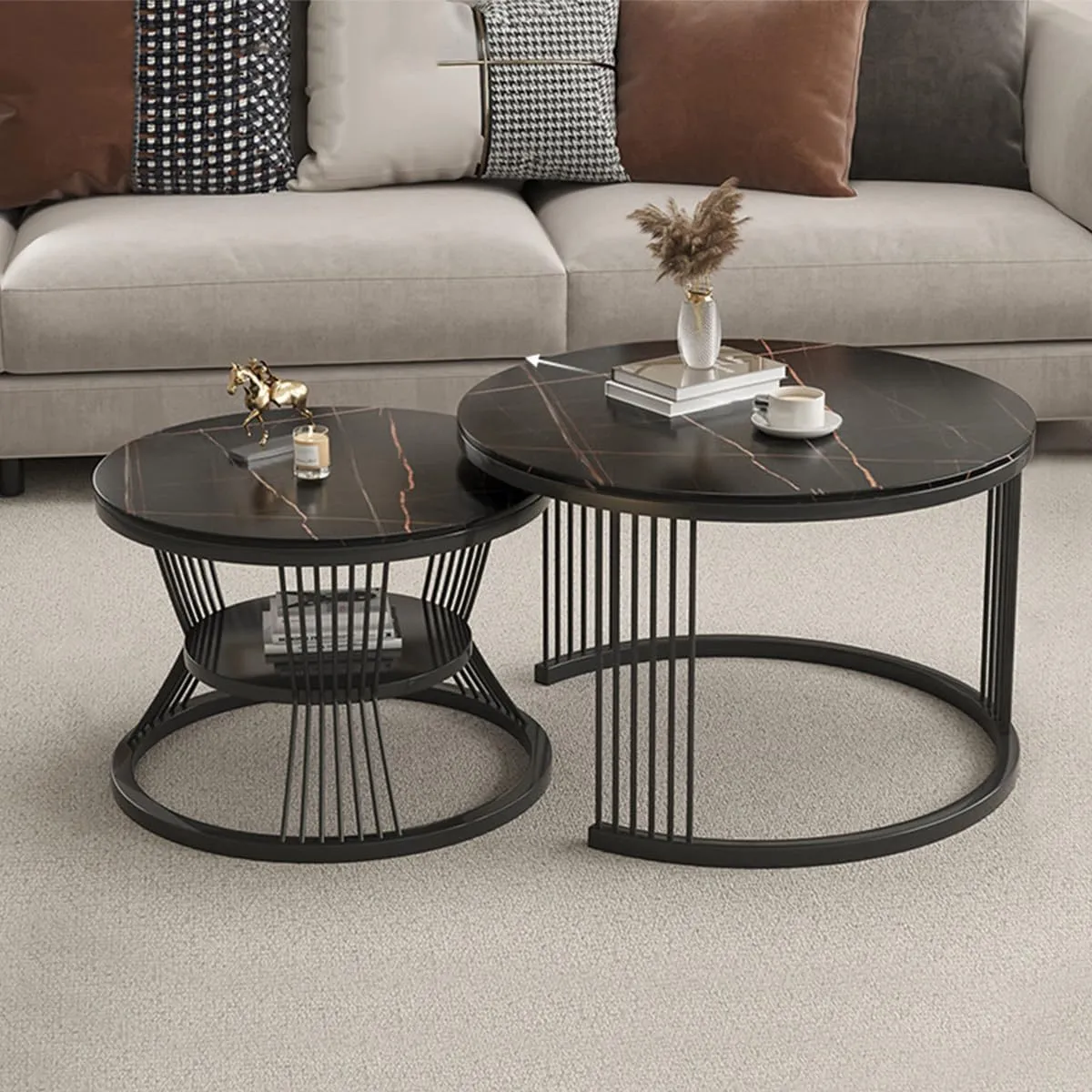 Round Coffee Table Home Décor Furniture Coffee Table Sets with Center Tables Desk and Decor