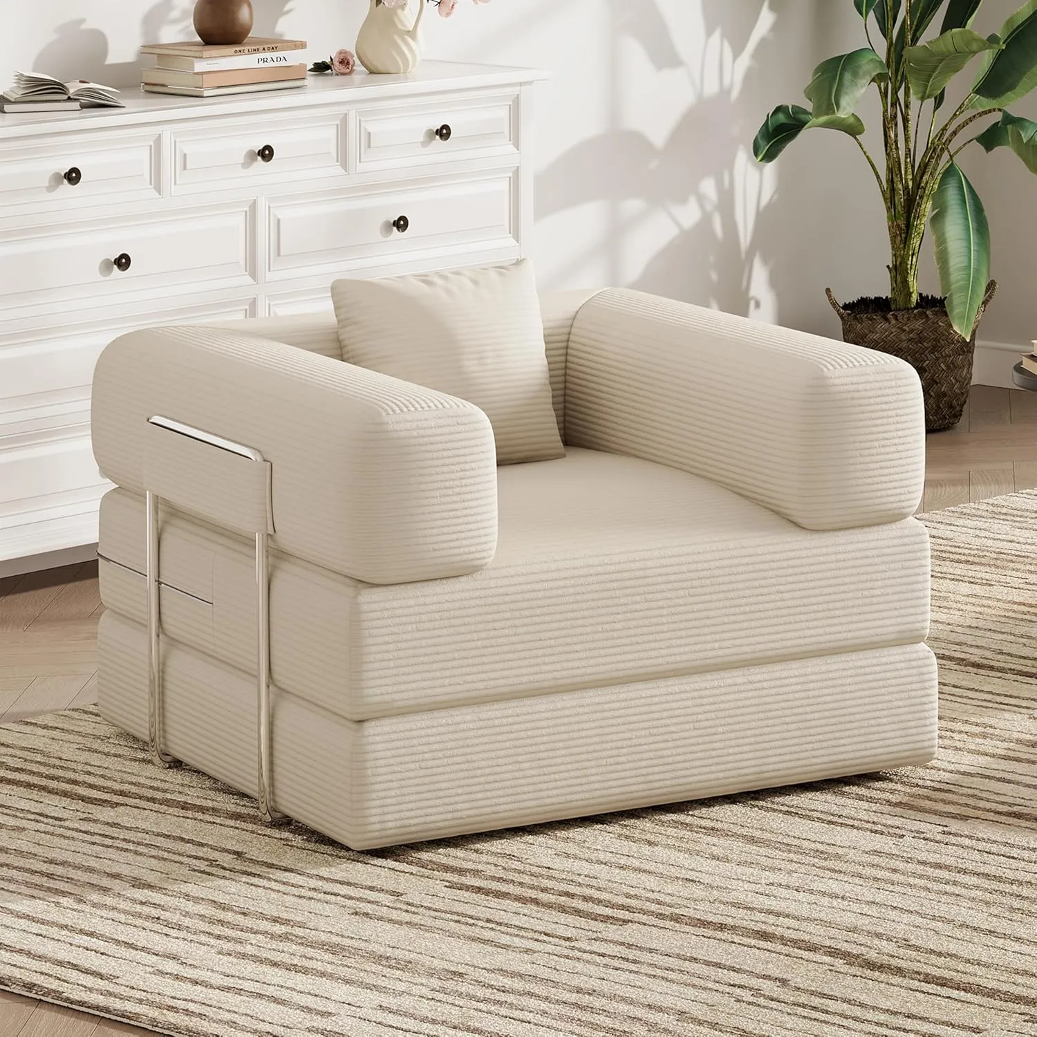 Single Couch Sofa for Small Spaces 2 in 1 Convertible Sofa