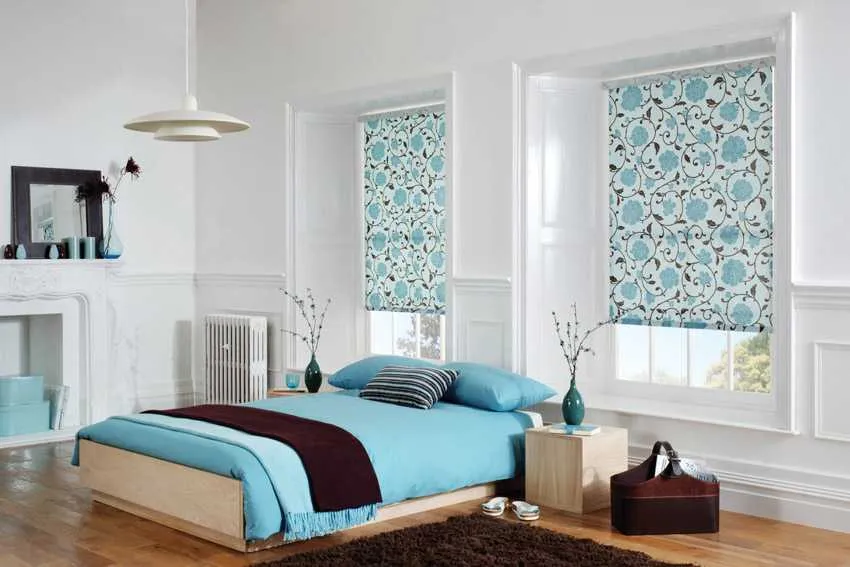 Floral Pattern Roman Blinds with Curtains & Drapes Desk and Decor