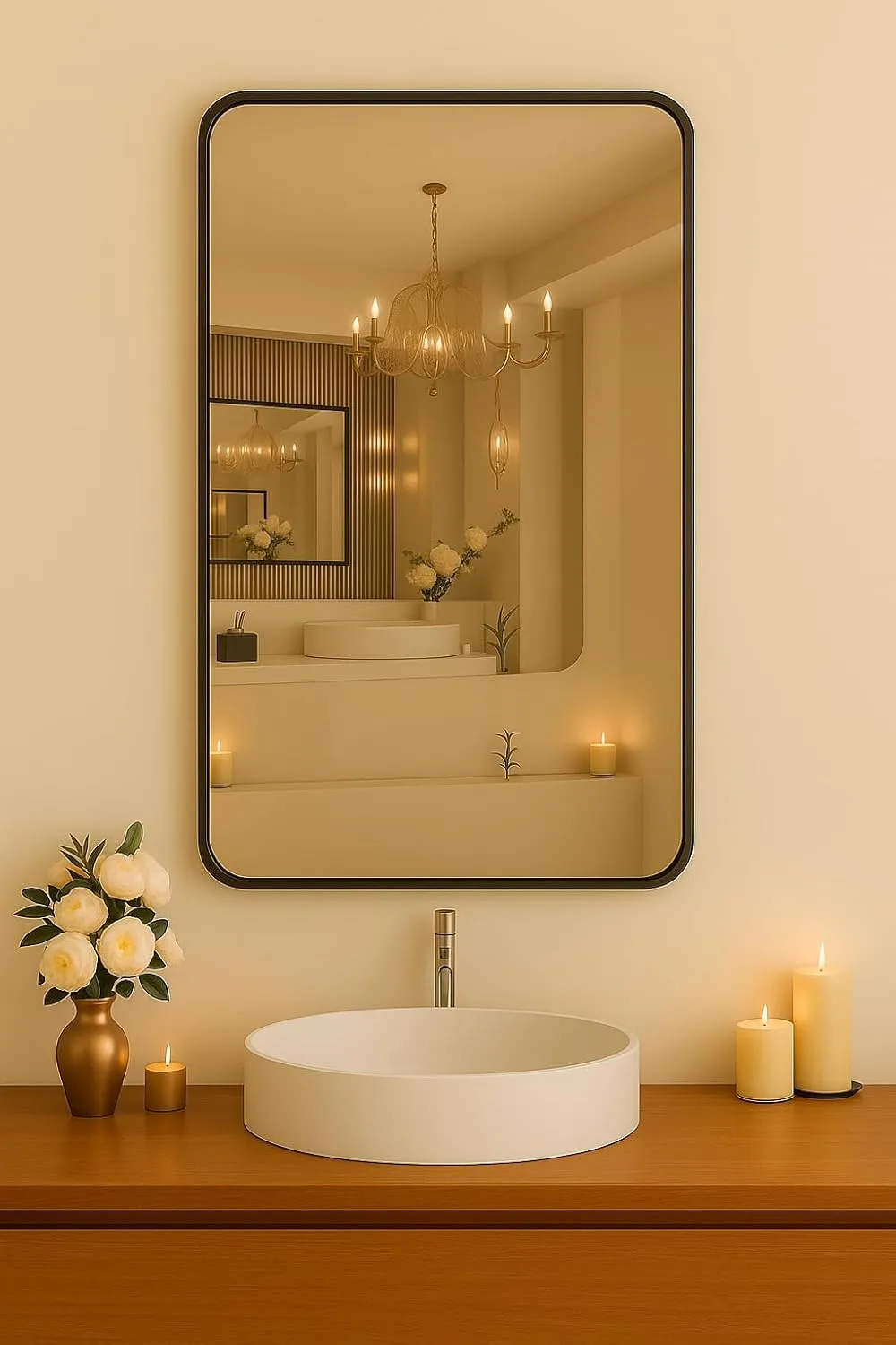 Frameless Rectangular Wall Mirror 12x18 – Perfect for Contemporary Bathrooms or Minimalist Interiors